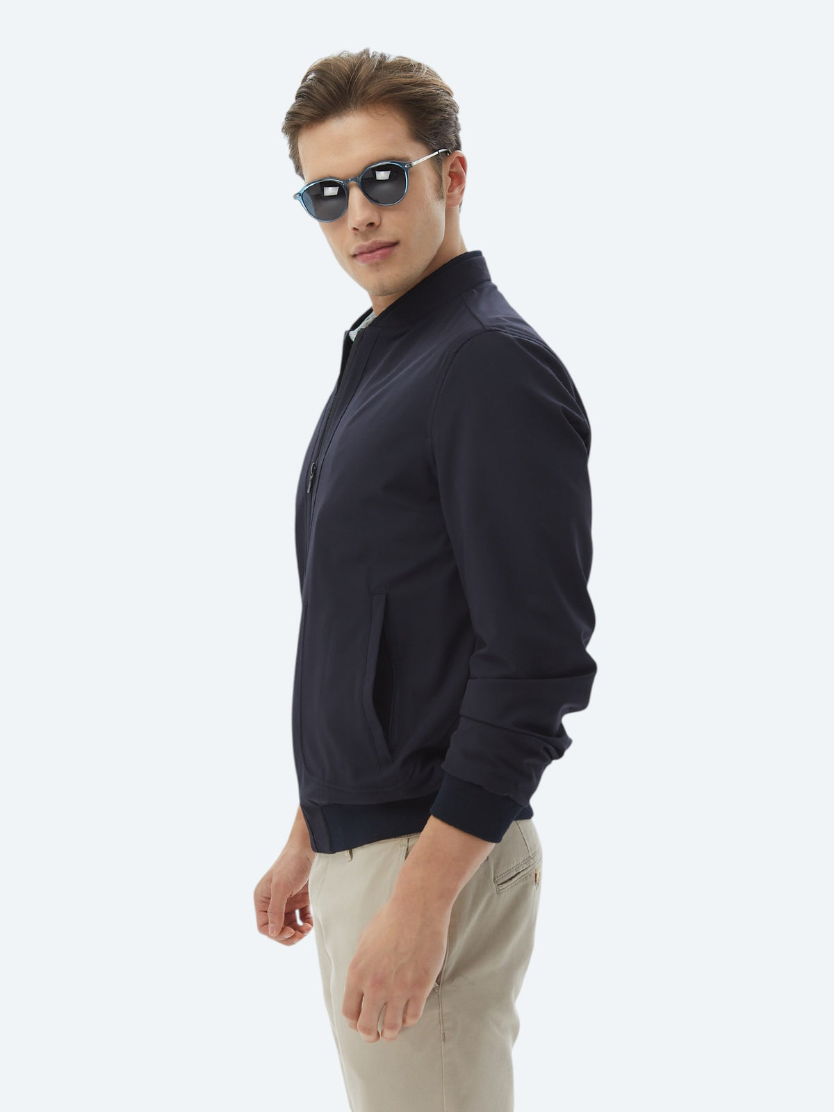 Lacivert Regular Fit Casual Dokuma Mont