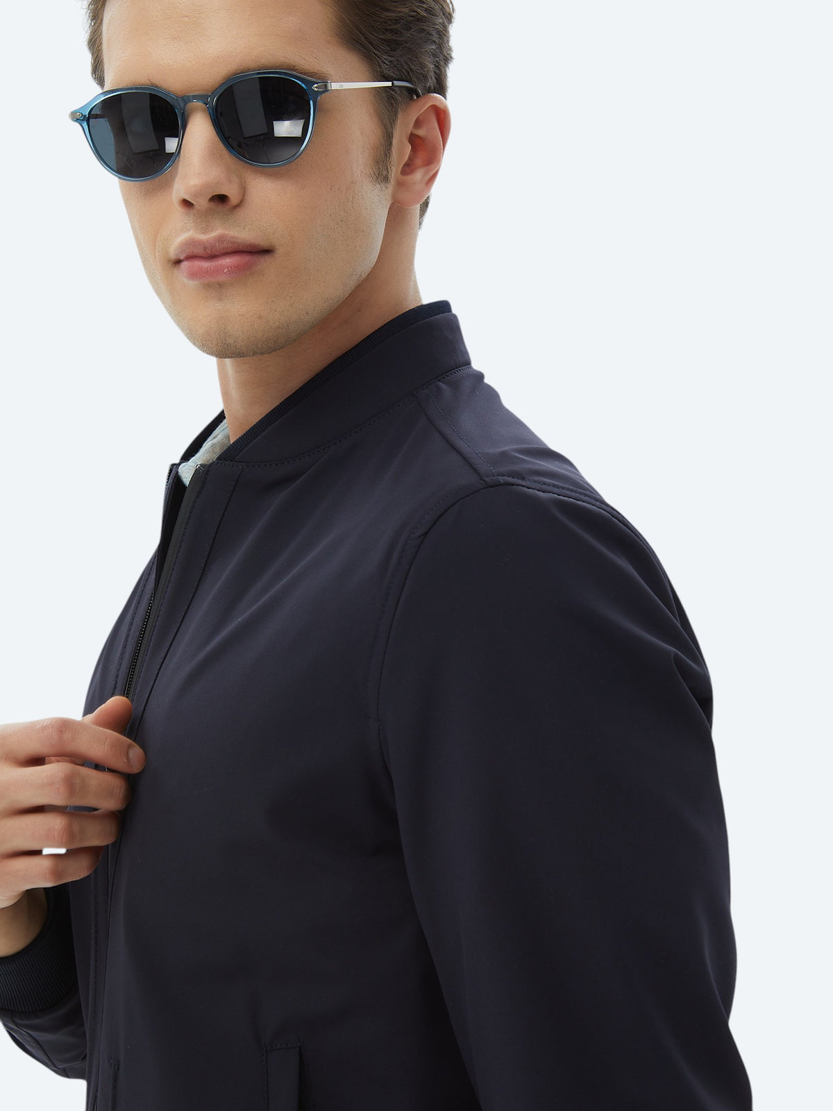 Lacivert Regular Fit Casual Dokuma Mont