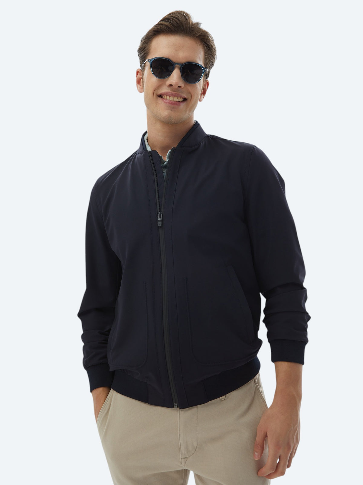 Lacivert Regular Fit Casual Dokuma Mont