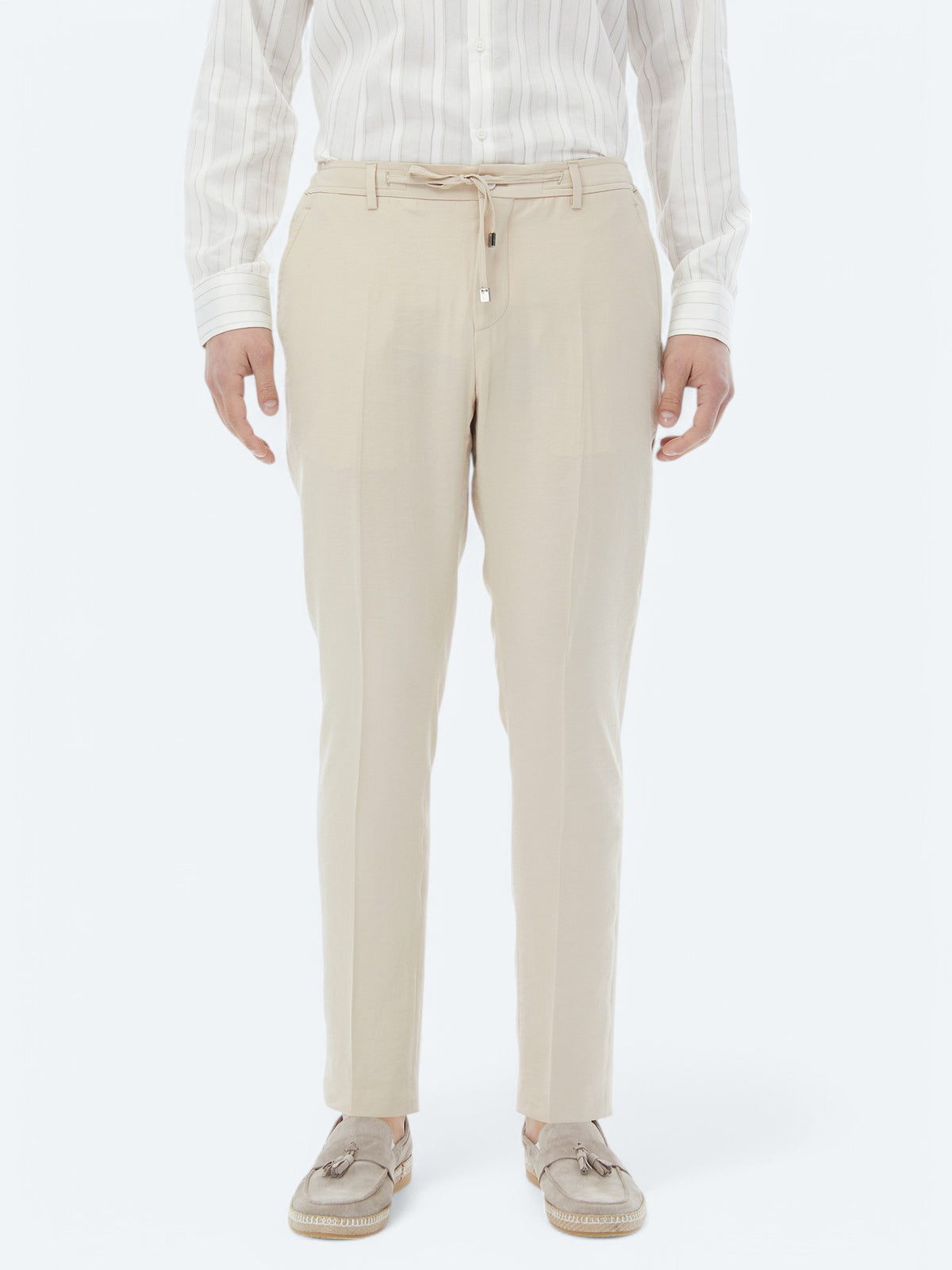 Bej Düz Modern Fit Takım Elbise