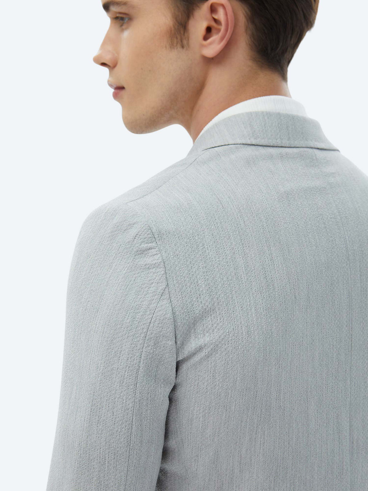 Açık Gri Düz Modern Fit Ceket