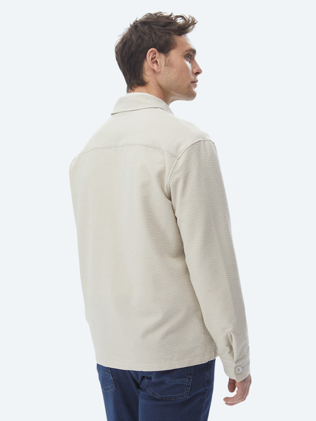 Bej Regular Fit Casual Dokuma Mont
