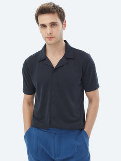 Lacivert Regular Fit Kısa Casual Gömlek