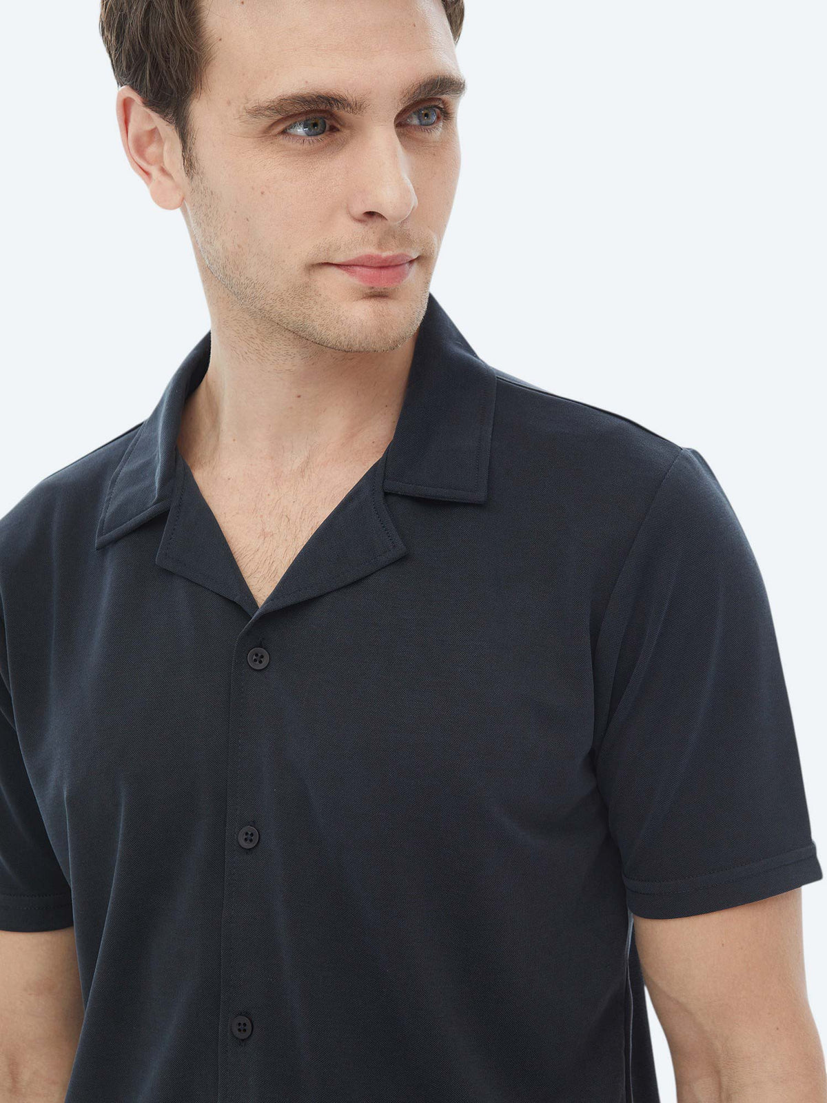 Lacivert Regular Fit Kısa Casual Gömlek