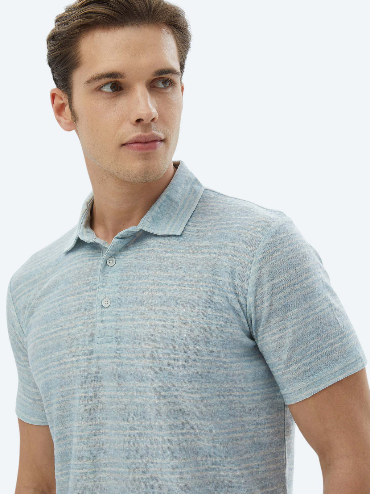 Mint Baskılı Polo Yaka Pamuk Karışımlı T-Shirt