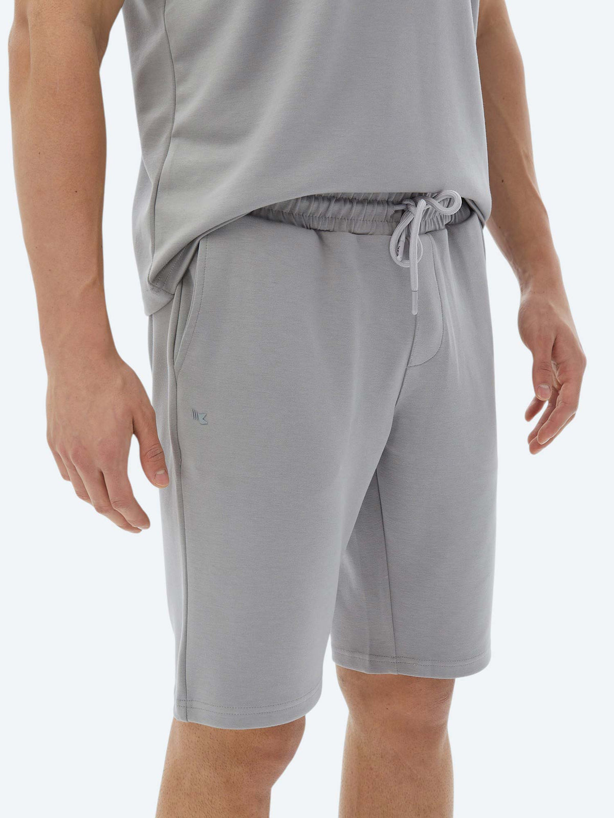 Gri Düz Örme Jogging Fit Casual Bermuda