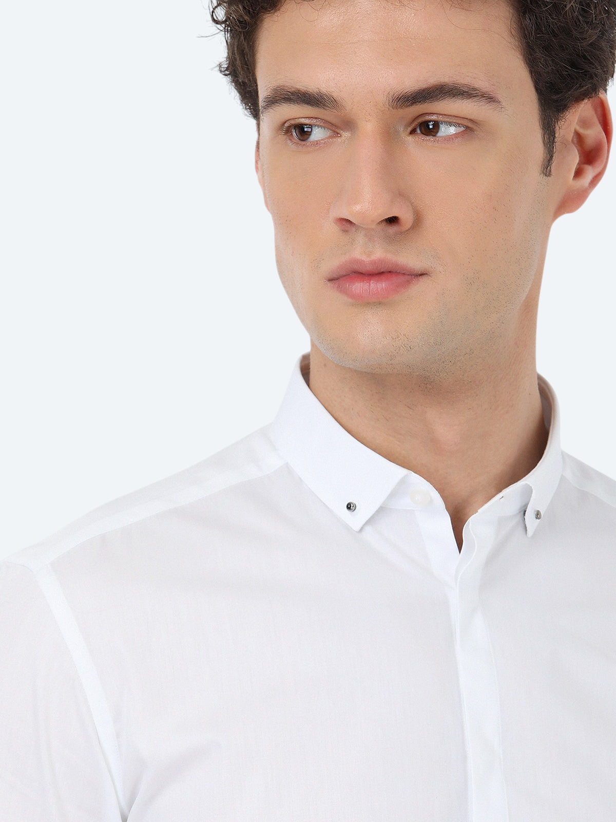 Beyaz Düz Slim Fit Uzun Dokuma Klasik %100 Pamuk Gömlek