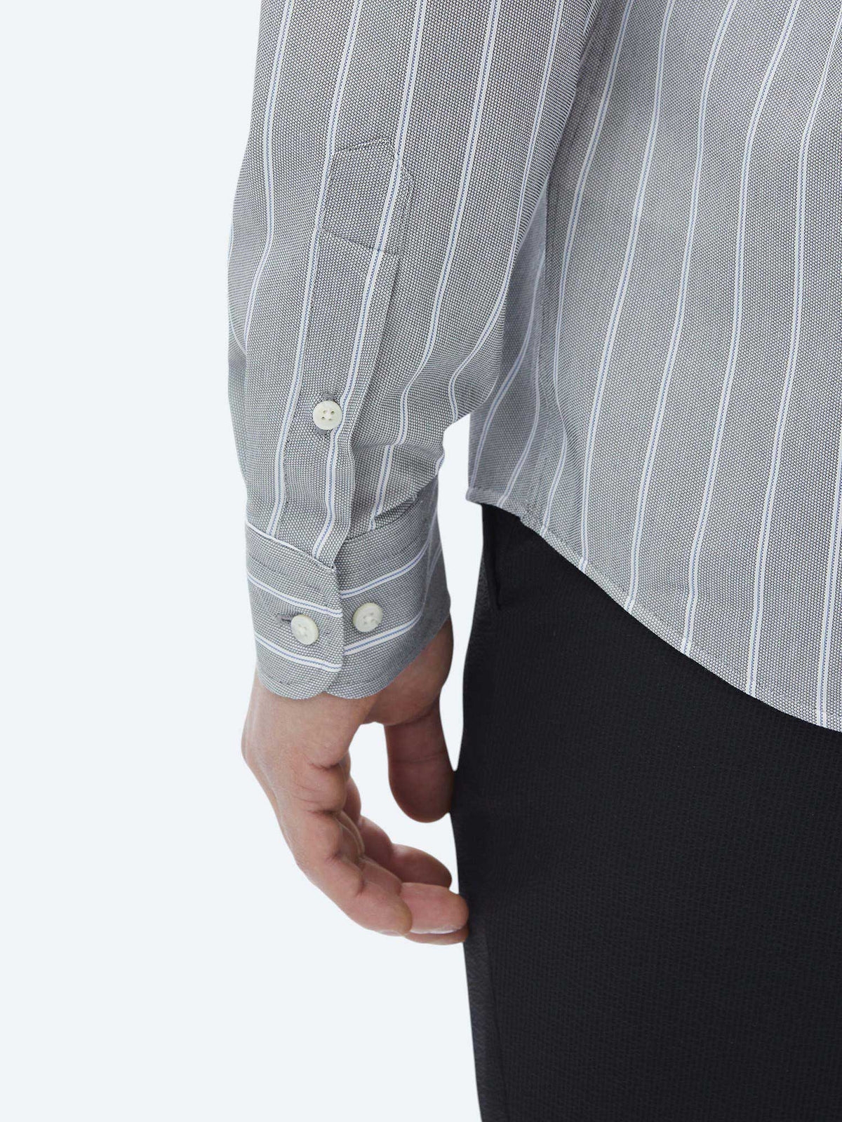 Mavi Çizgili Regular Fit Uzun Casual Pamuk Karışımlı Gömlek