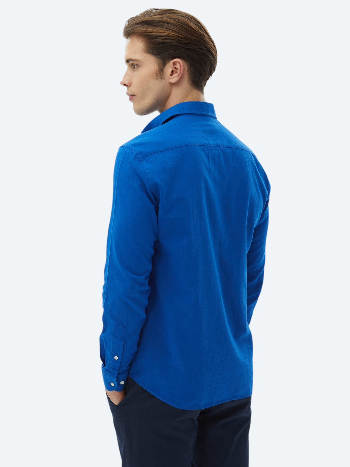 Saks Düz Regular Fit Uzun Dokuma Casual %100 Pamuk Gömlek