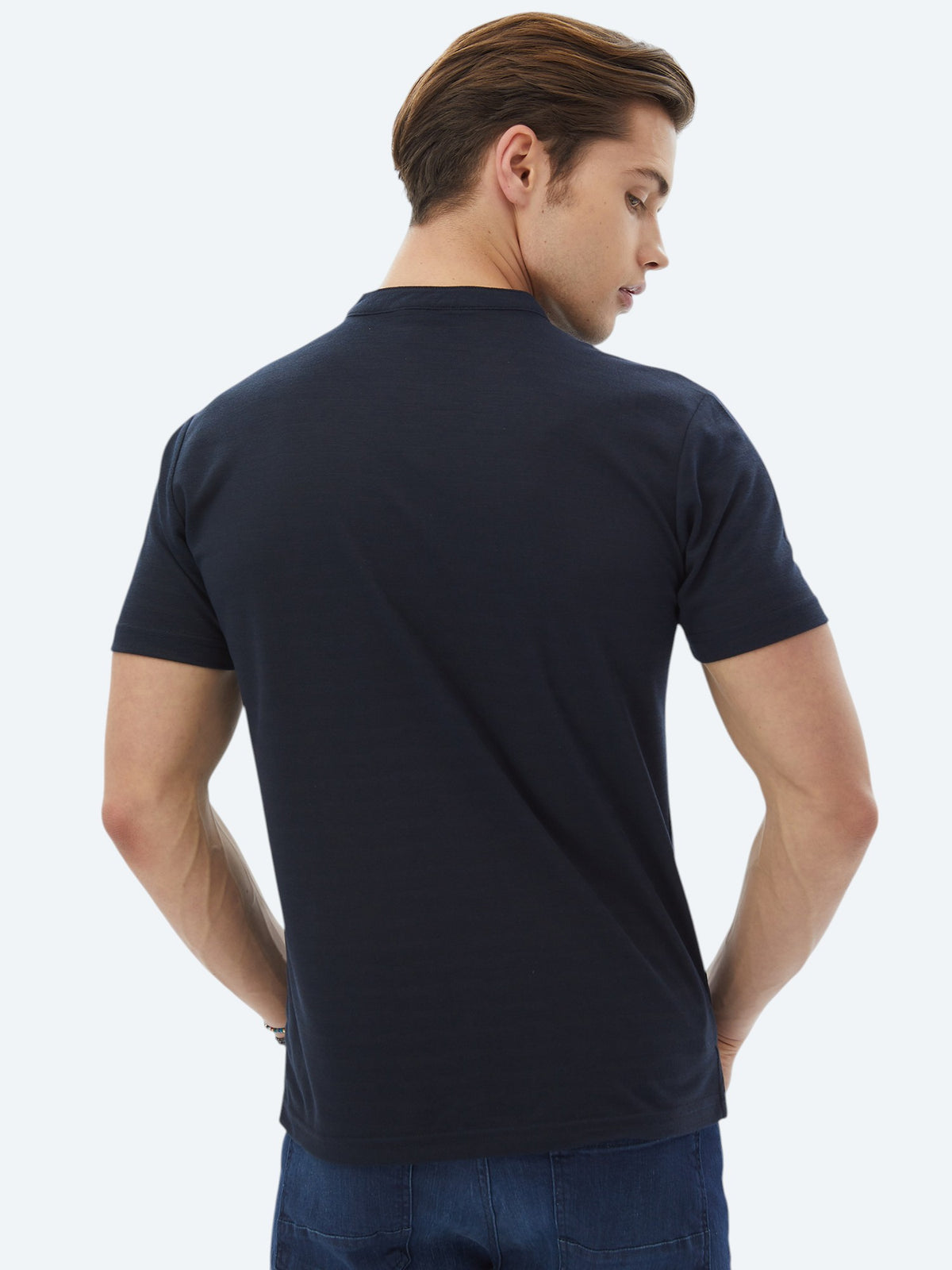 Lacivert Düz Regular Fit Kısa Casual Gömlek
