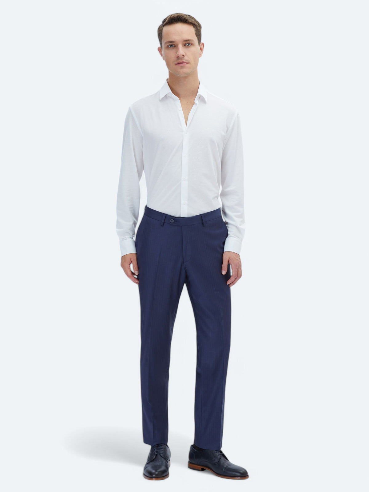 Beyaz Düz Regular Fit Uzun Casual Pamuk Karışımlı Gömlek