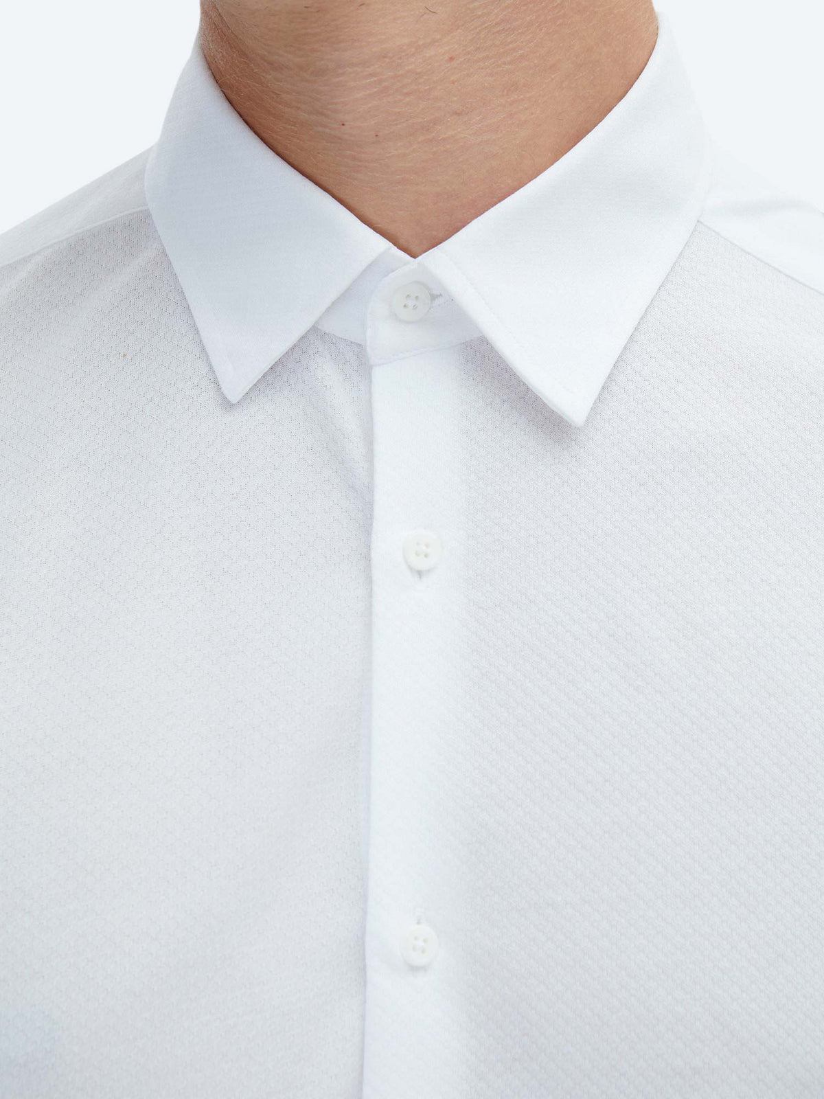 Beyaz Düz Regular Fit Uzun Casual Pamuk Karışımlı Gömlek