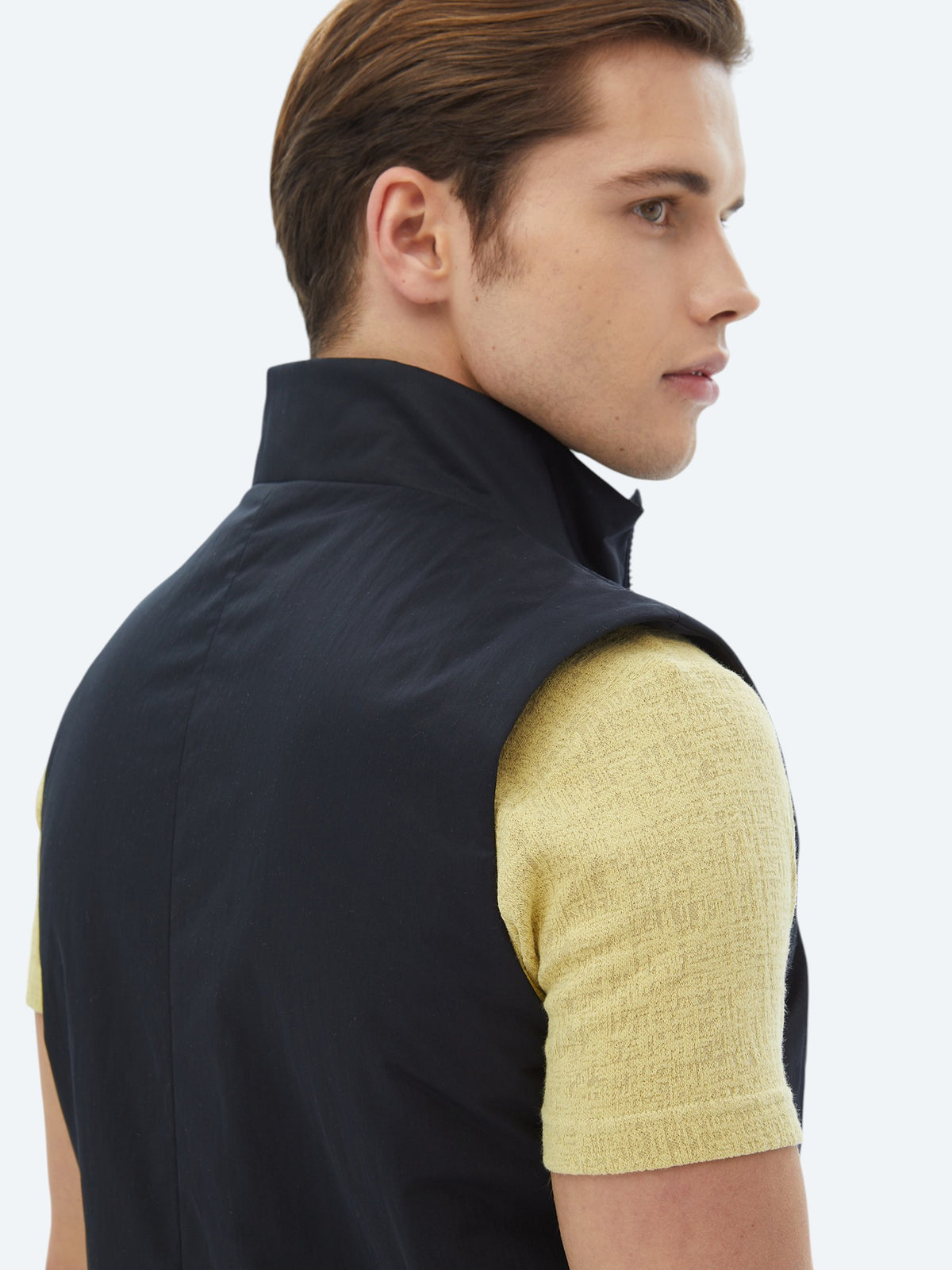 Lacivert Regular Fit Dik Yaka Casual Dokuma Spor Yelek