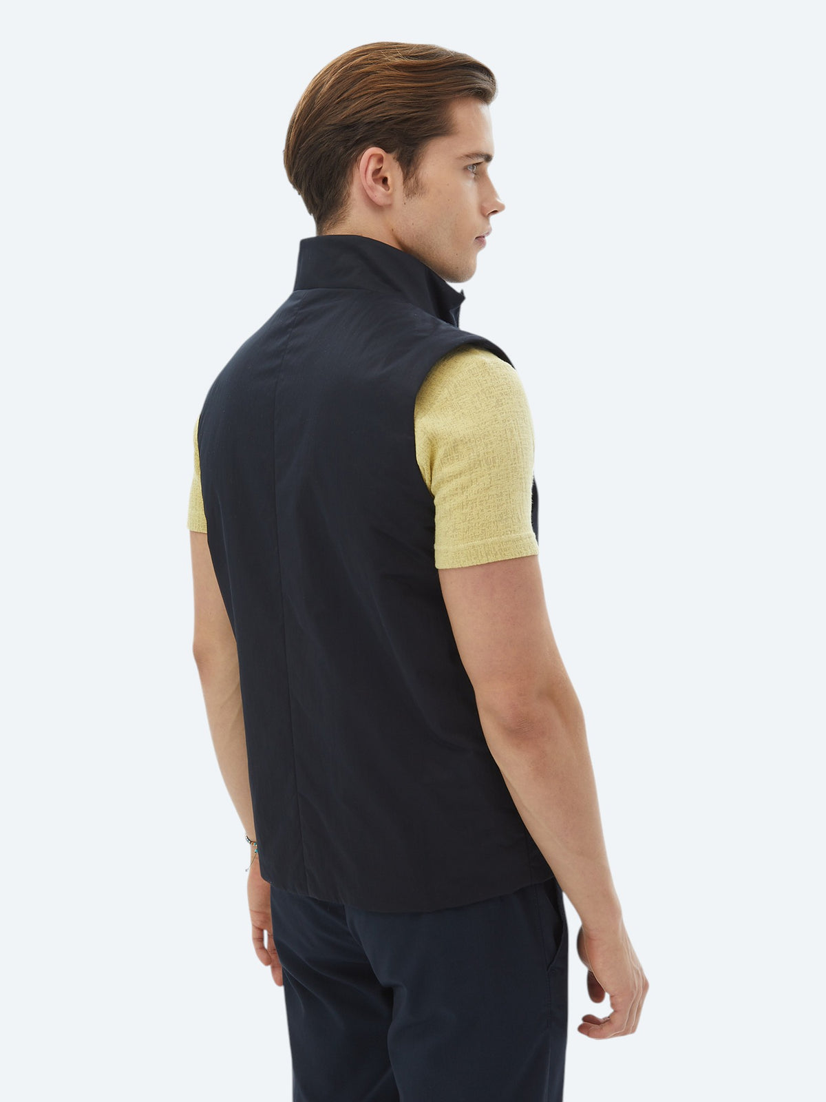 Lacivert Regular Fit Dik Yaka Casual Dokuma Spor Yelek