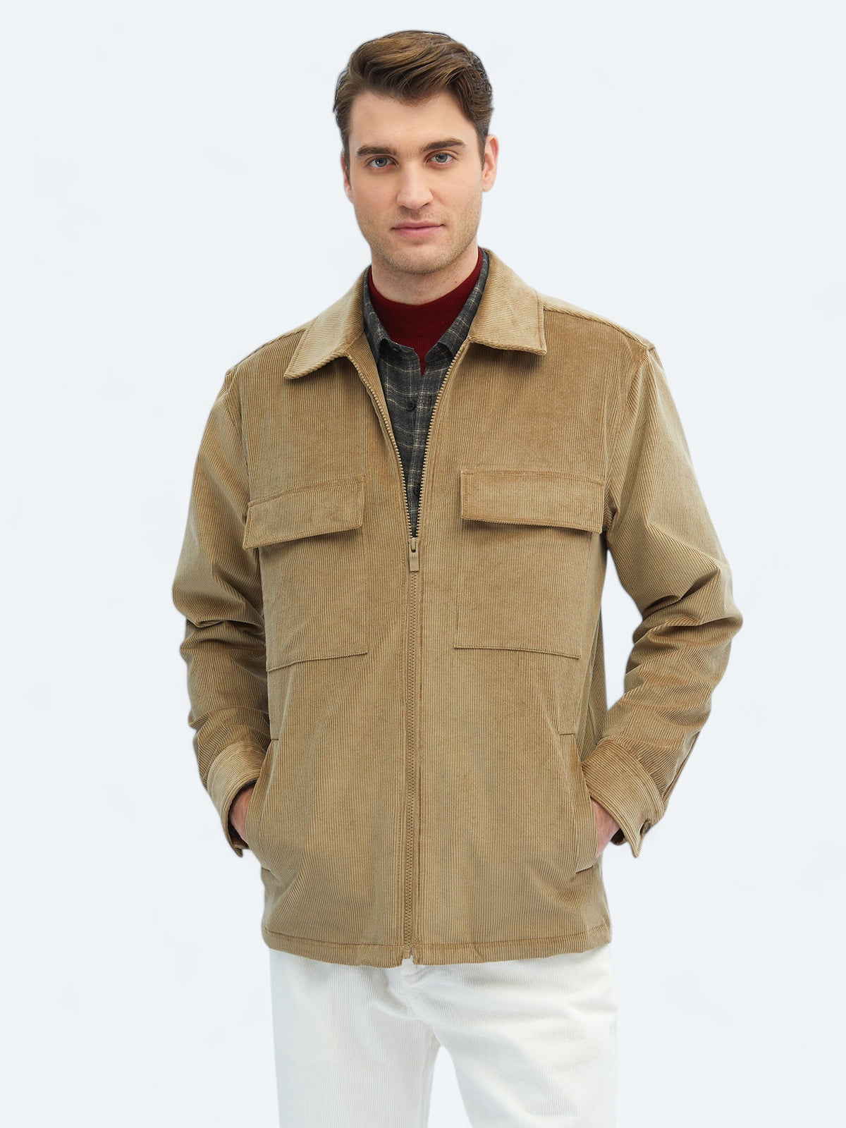 Vizon Regular Fit Dokuma Kadife Pamuk Karışımlı Overshirt