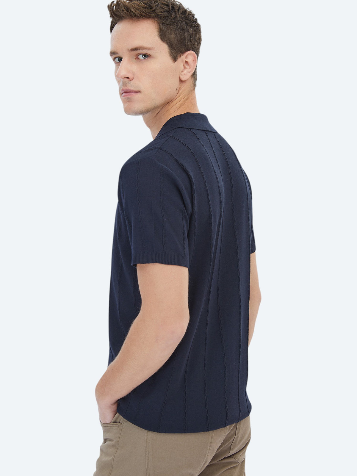 Lacivert Regular Fit Kısa Casual Gömlek