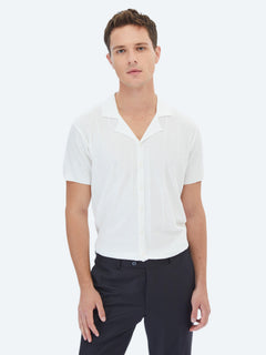 Ekru Regular Fit Kısa Casual Gömlek