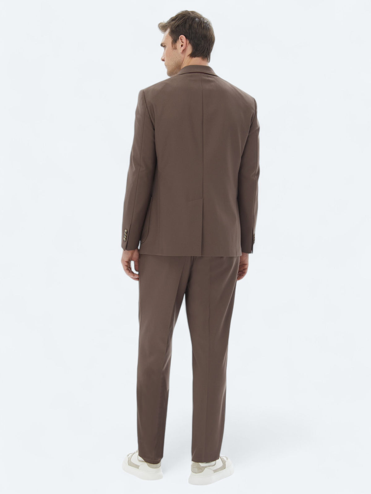 Kahverengi Düz Comfort Fit Takım Elbise