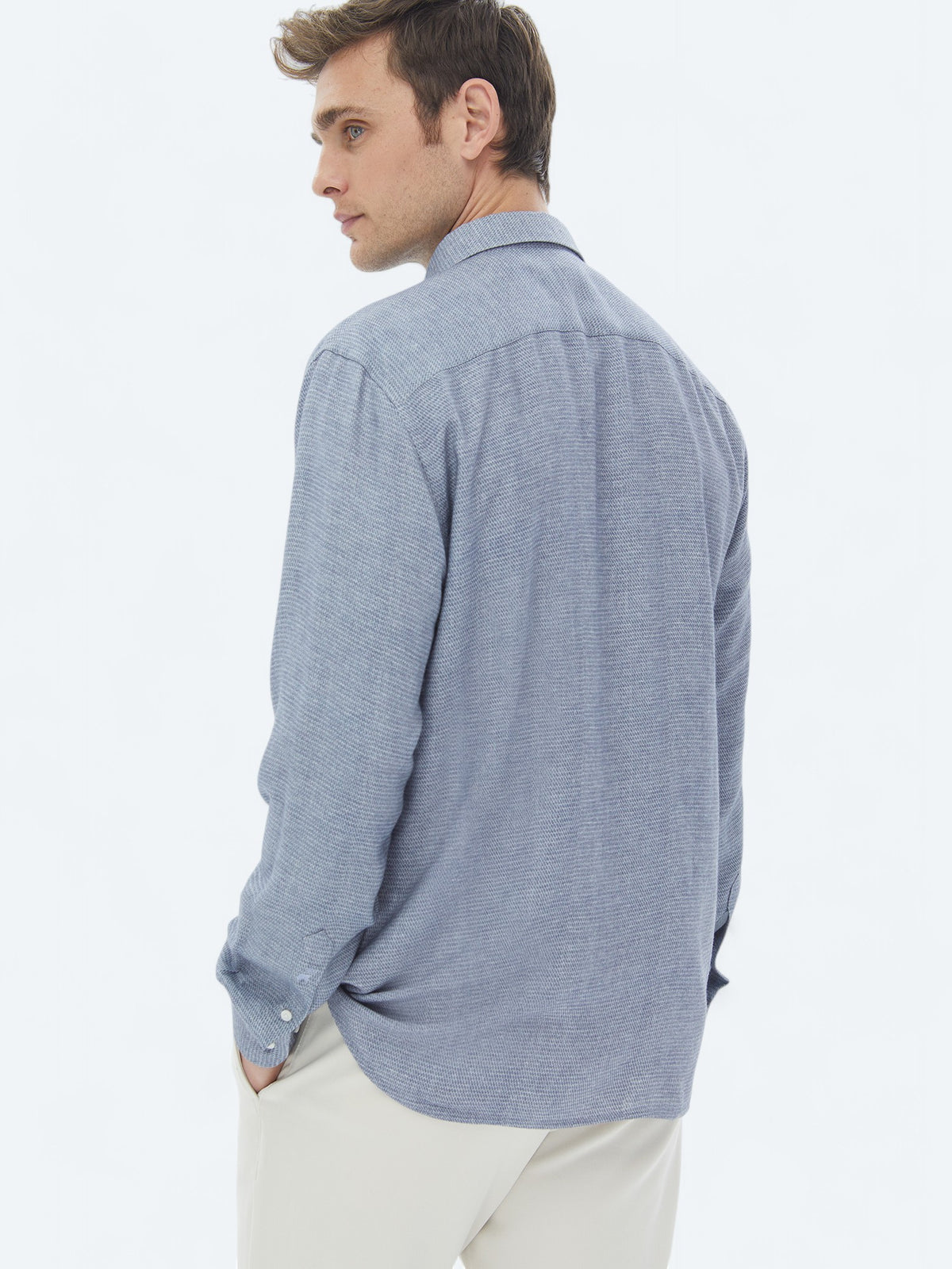 Mavi Desenli Regular Fit Uzun Dokuma Casual Gömlek