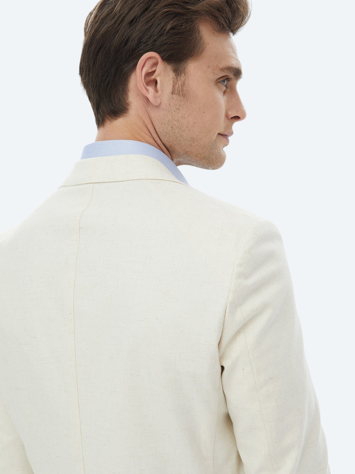 Ekru Desenli Modern Fit Pamuk Karışımlı Takım Elbise