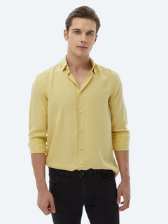 Limon Küfü Regular Fit Uzun Dokuma Casual Gömlek