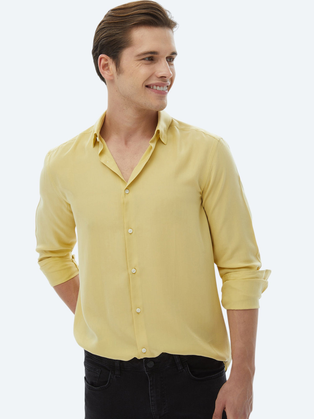 Limon Küfü Regular Fit Uzun Dokuma Casual Gömlek