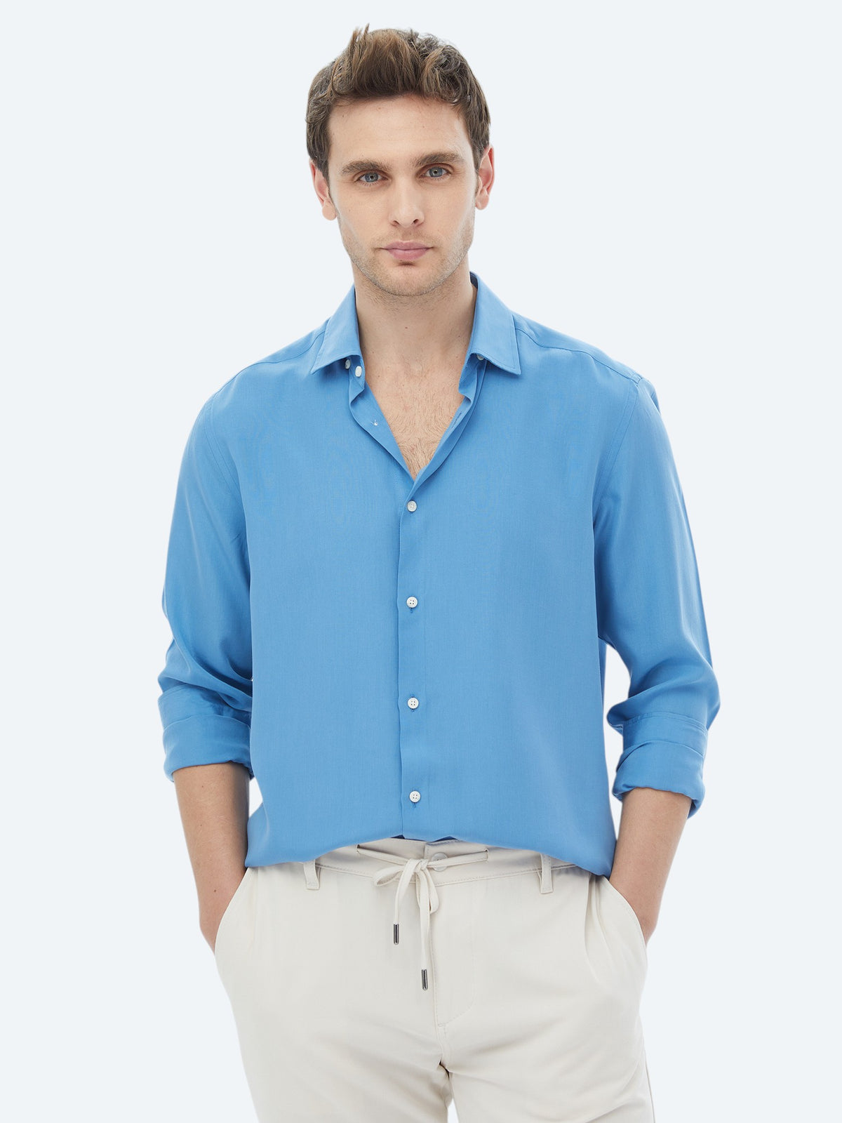 Mavi Regular Fit Uzun Dokuma Casual Gömlek