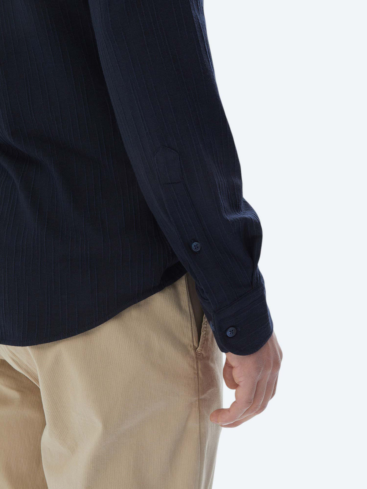 Lacivert Slim Fit Uzun Spor Gömlek