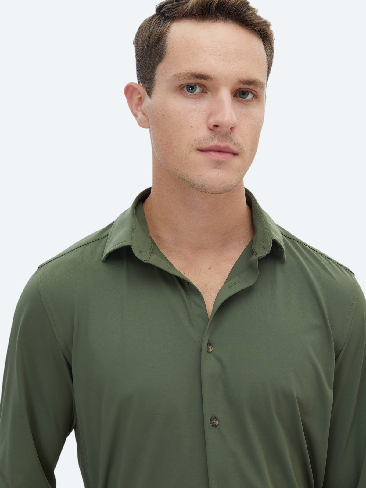 Haki Regular Fit Uzun Casual Gömlek