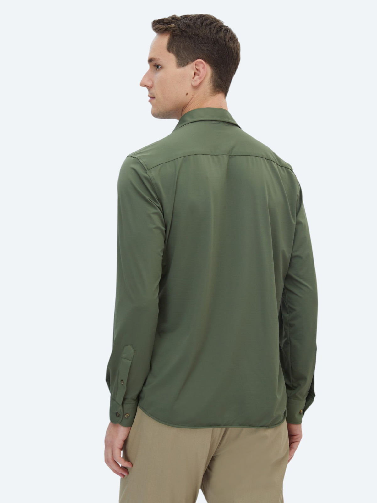 Haki Regular Fit Uzun Casual Gömlek