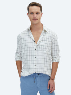 Siyah Kareli Oversize Fit Uzun Dokuma Casual Gömlek