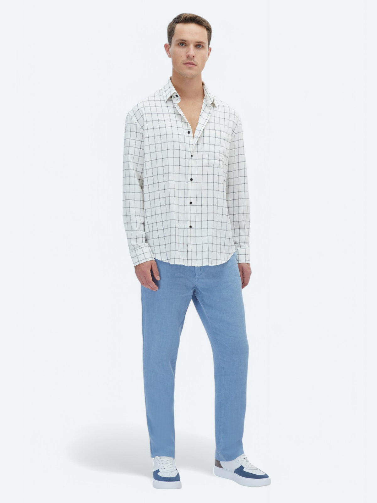 Siyah Kareli Oversize Fit Uzun Dokuma Casual Gömlek
