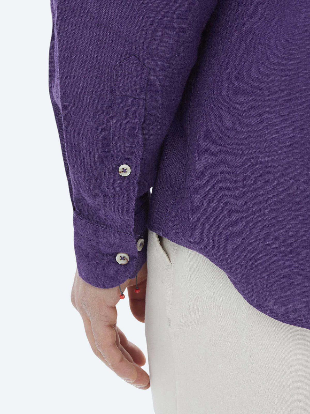 Mor Düz Regular Fit Uzun Dokuma Casual Pamuk Karışımlı Gömlek