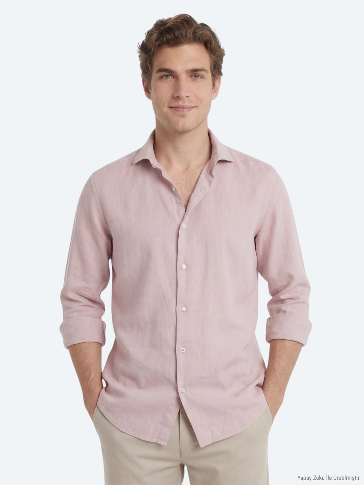 Pembe Düz Regular Fit Uzun Dokuma Casual Pamuk Karışımlı Gömlek