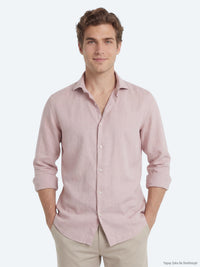 Pembe Düz Regular Fit Uzun Dokuma Casual Pamuk Karışımlı Gömlek