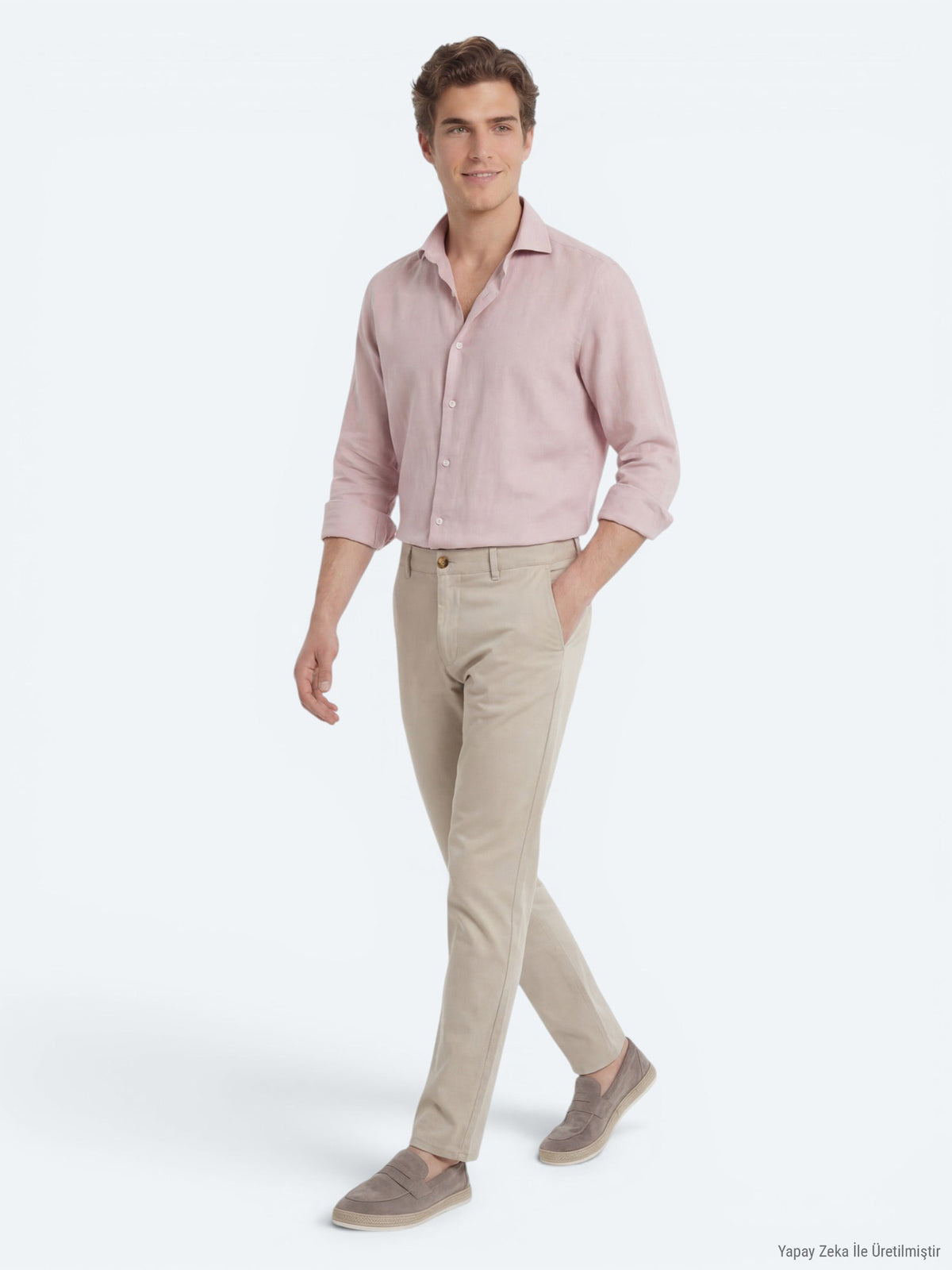 Pembe Düz Regular Fit Uzun Dokuma Casual Pamuk Karışımlı Gömlek