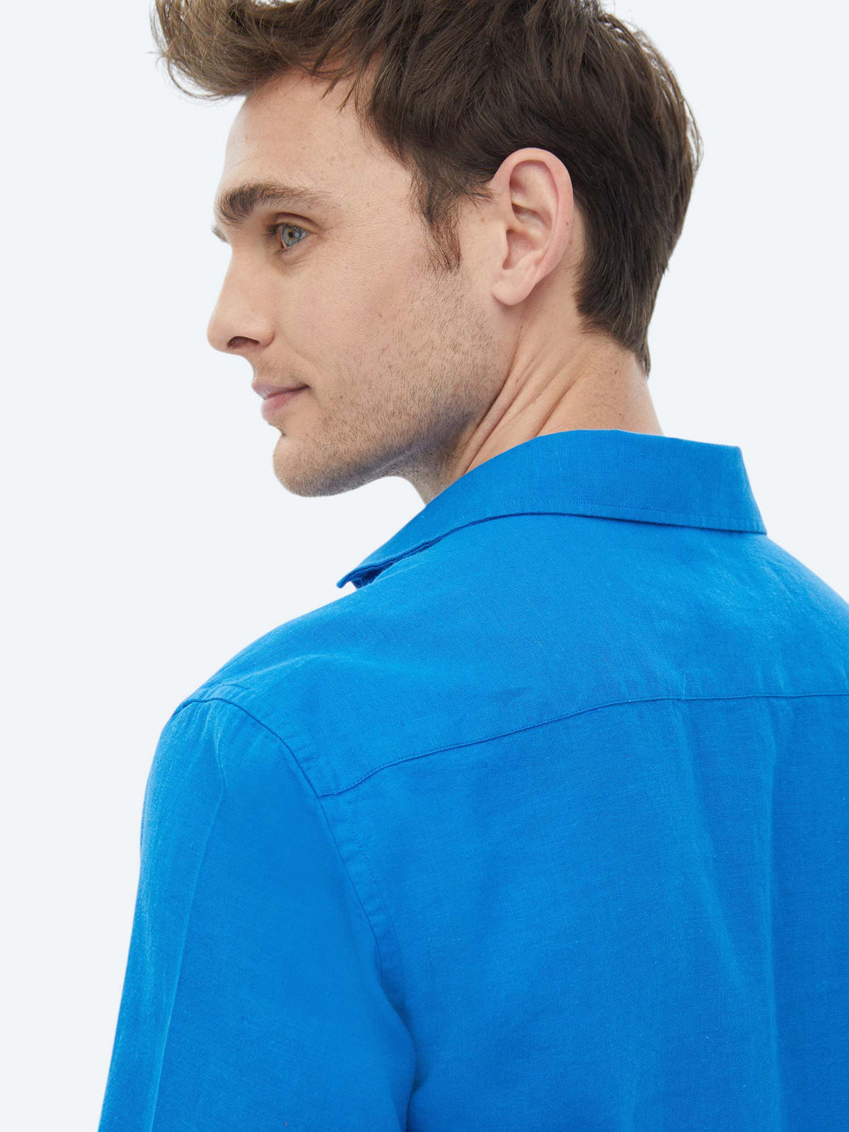 Saks Düz Regular Fit Uzun Dokuma Casual Pamuk Karışımlı Gömlek