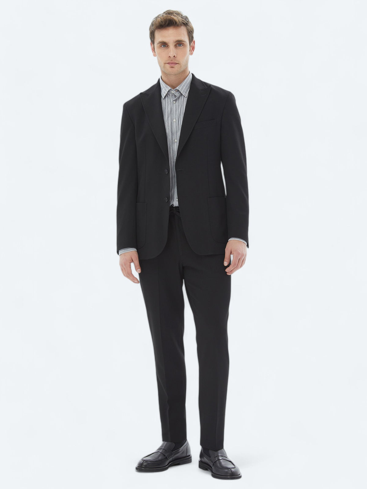 Siyah Desenli Modern Fit Takım Elbise