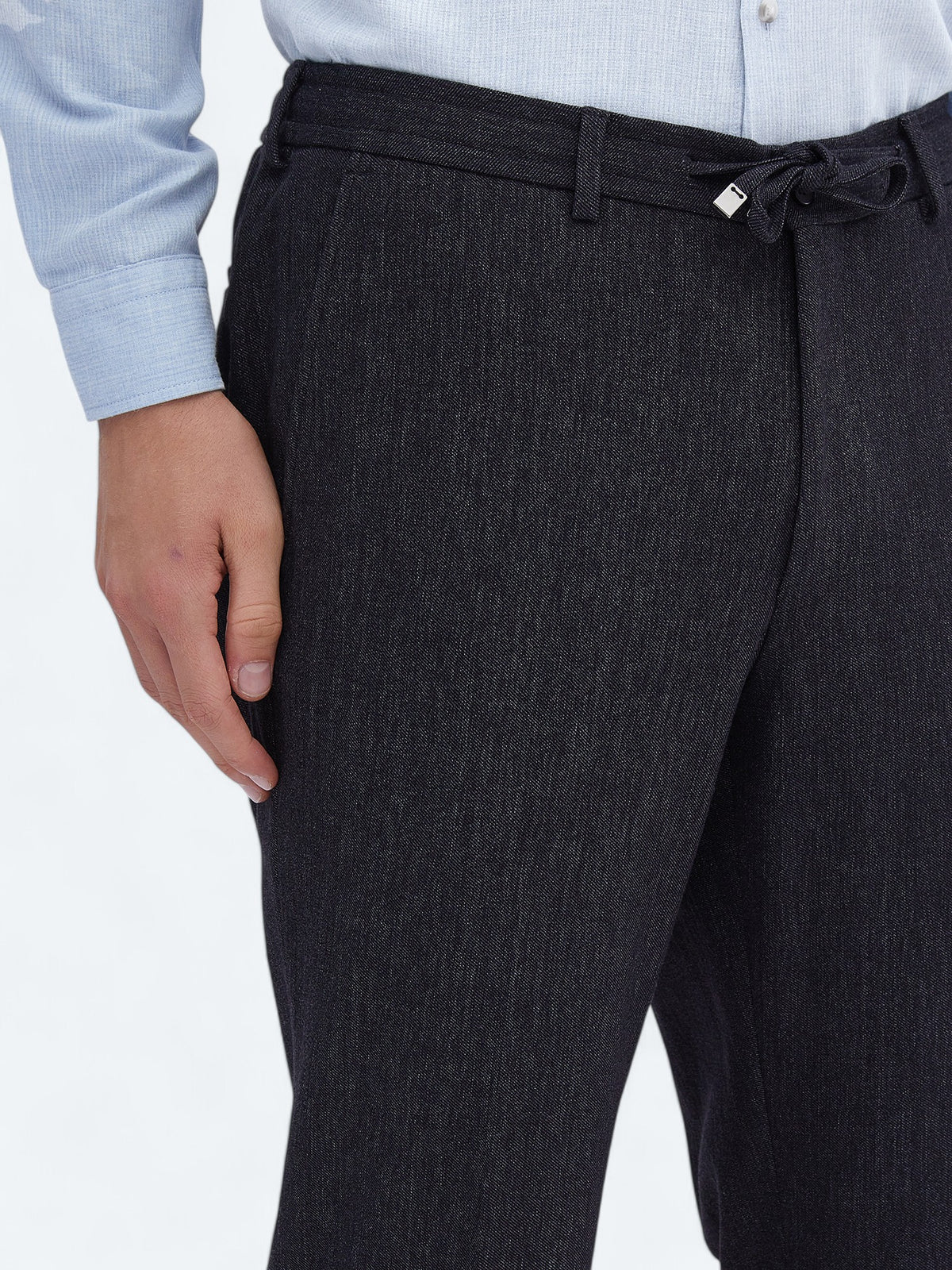 Siyah Düz Modern Fit Pamuk Karışımlı Takım Elbise