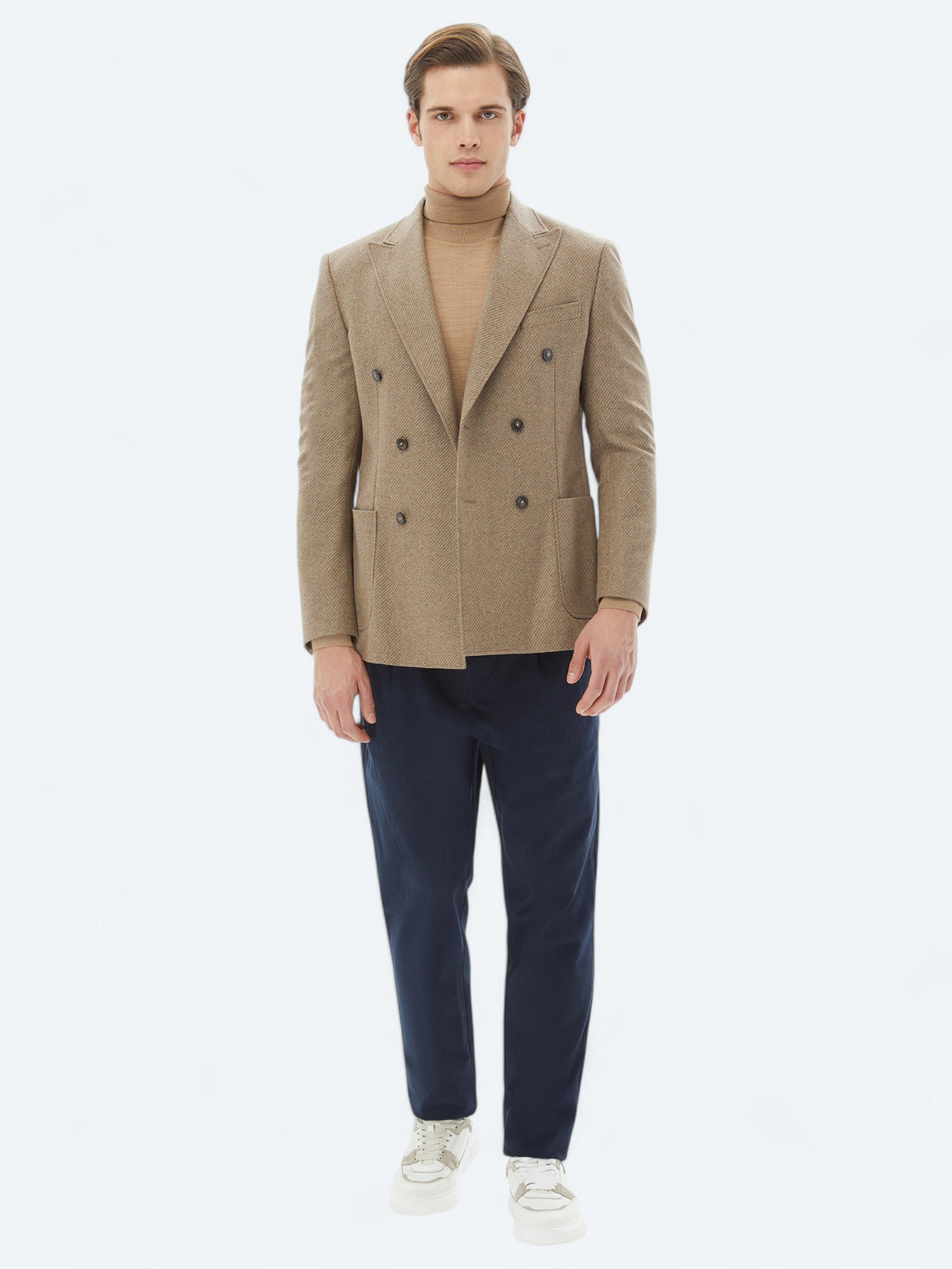 Vizon Desenli Modern Fit Çevre Dostu Yün Karışımlı Ceket