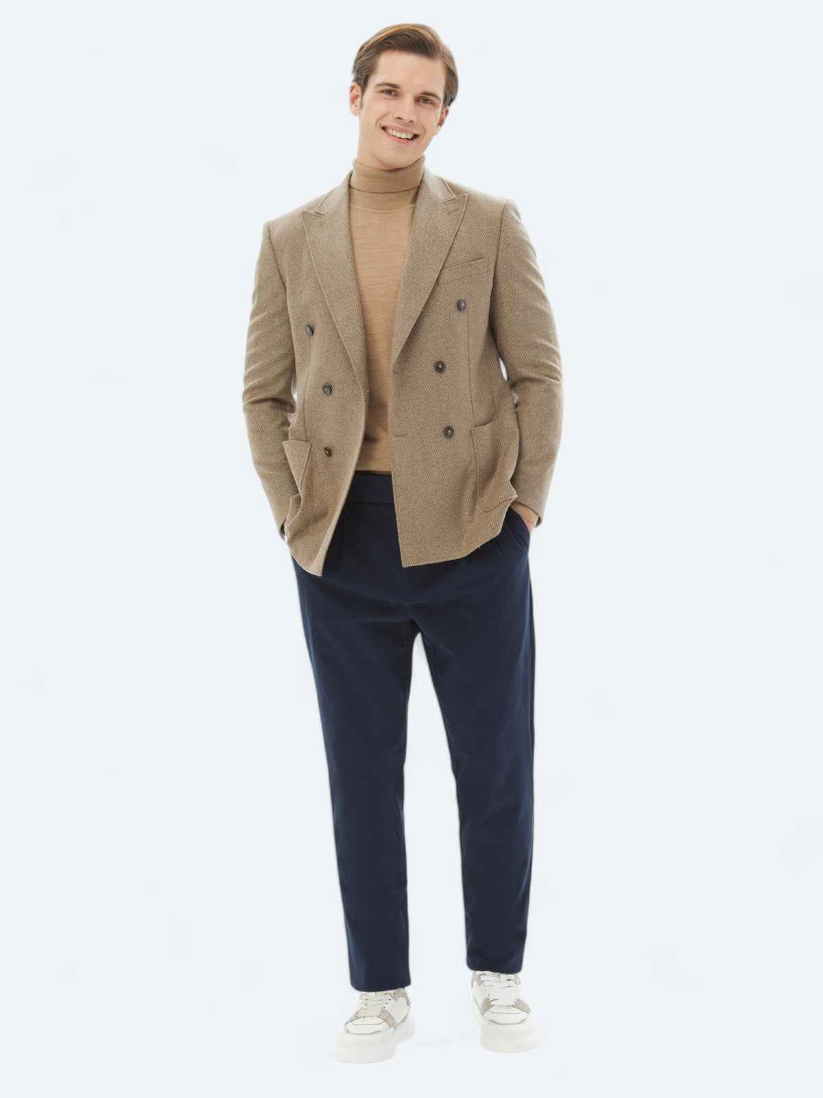 Vizon Desenli Modern Fit Çevre Dostu Yün Karışımlı Ceket