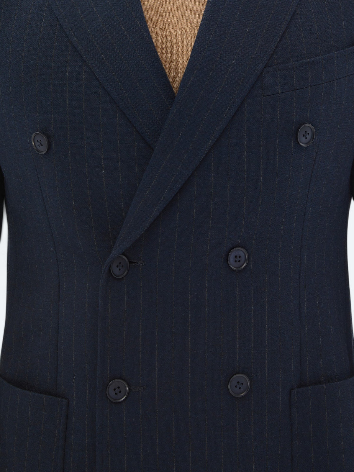 Lacivert Çizgili Modern Fit Örme Ceket