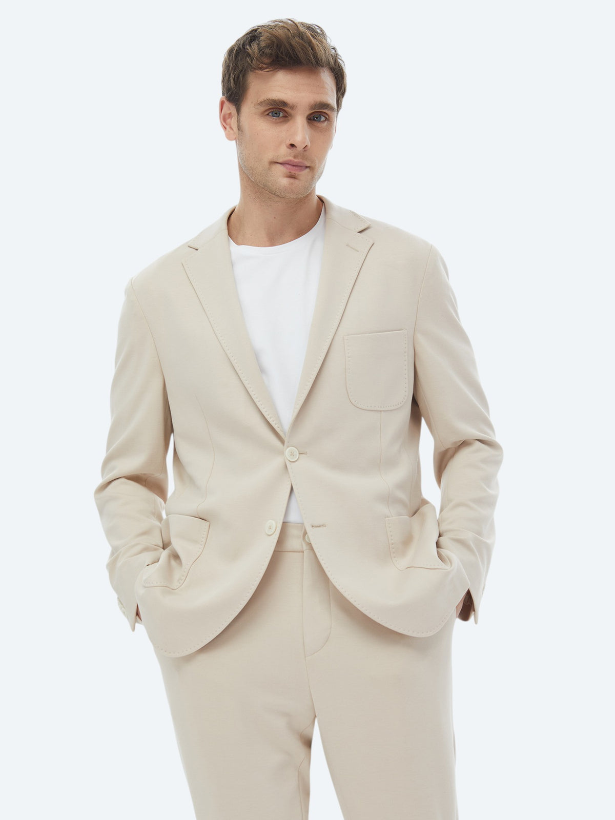 Vizon Düz Modern Fit Örme Takım Elbise