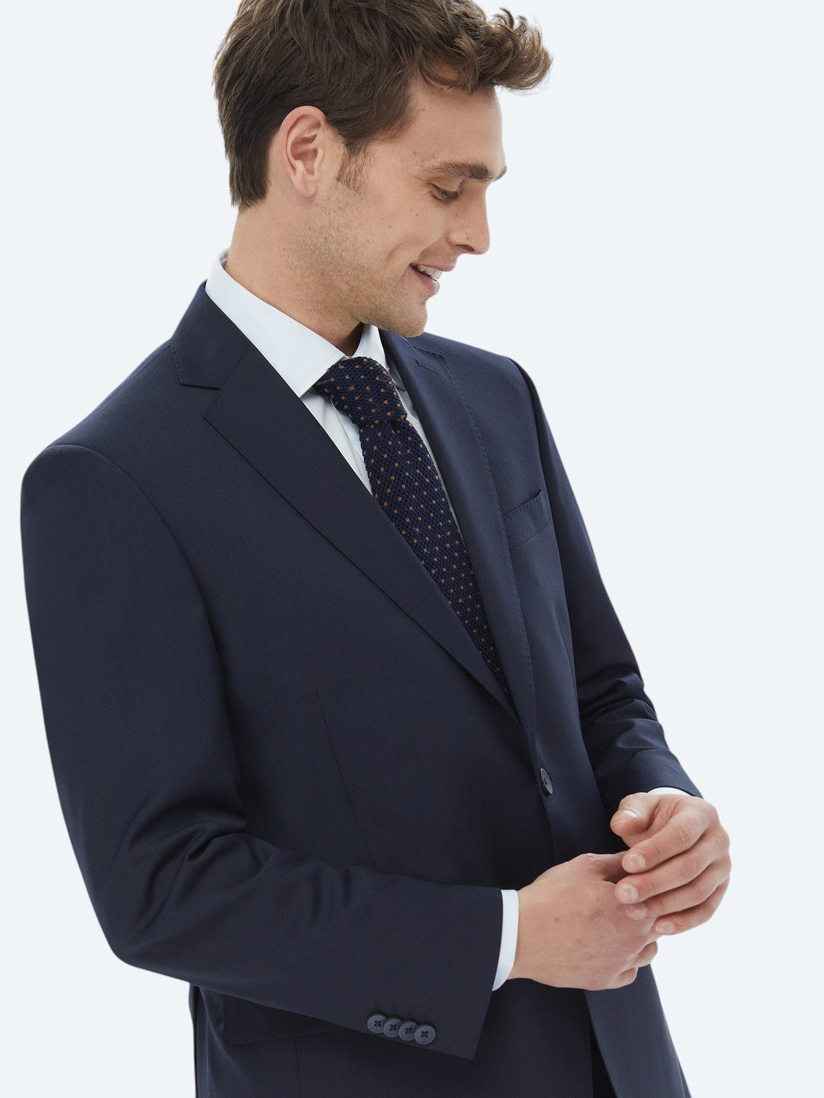 Lacivert Mikro Regular Fit Yün Karışımlı Takım Elbise