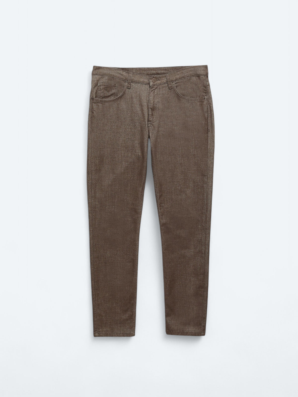 Kahverengi Dokuma Slim Fit Casual Pamuk Karışımlı Pantolon