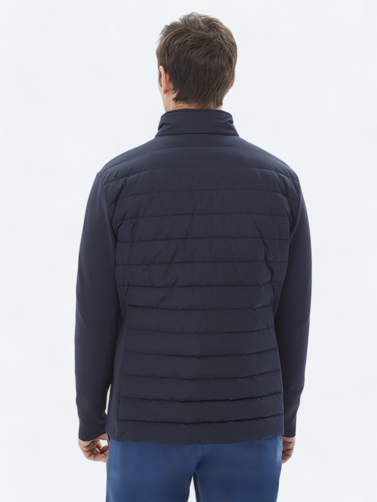 Lacivert Regular Fit Dik Yaka Casual Dokuma Mont