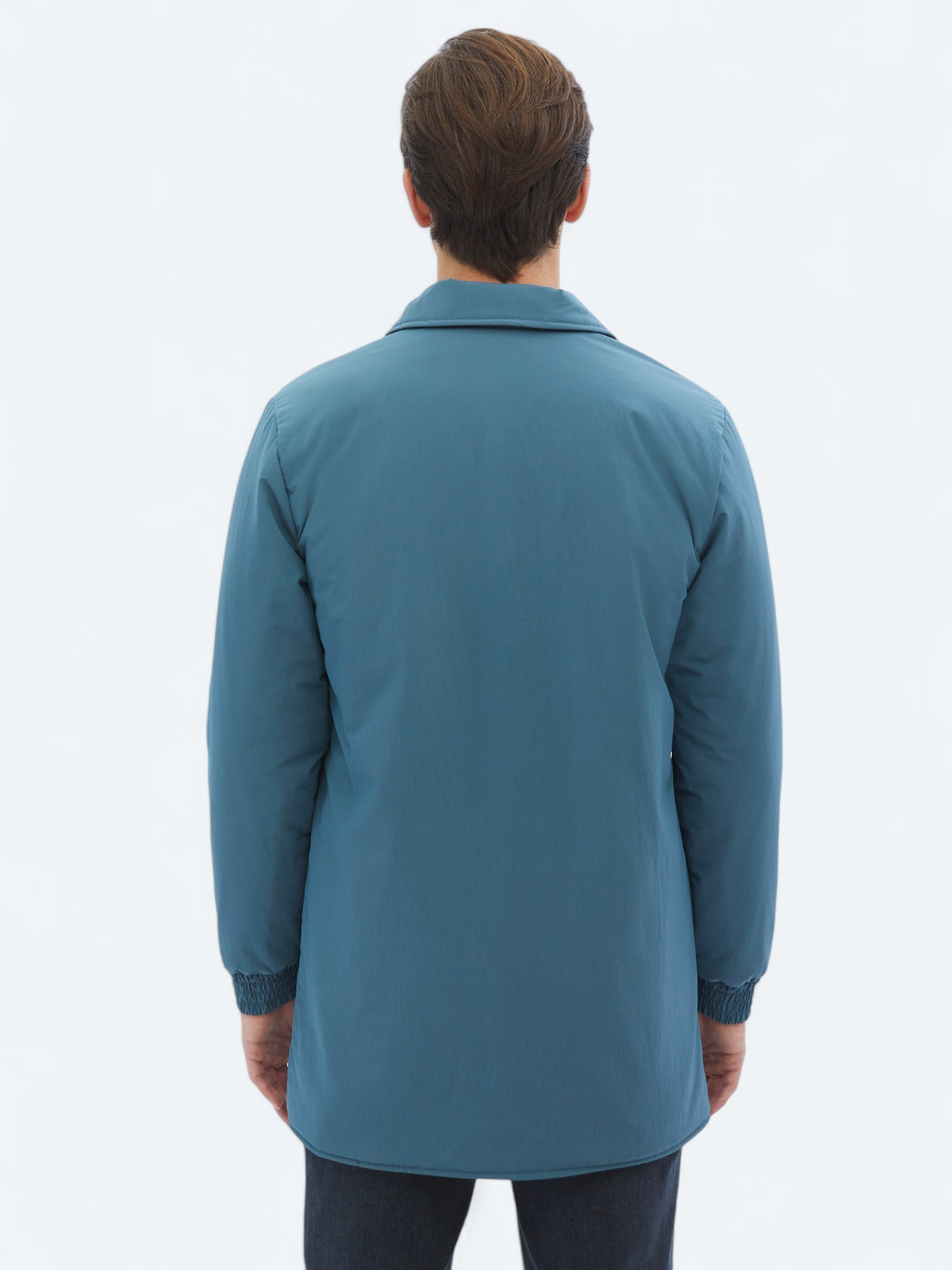Mint Regular Fit Bebe Yaka Casual Dokuma Pardösü
