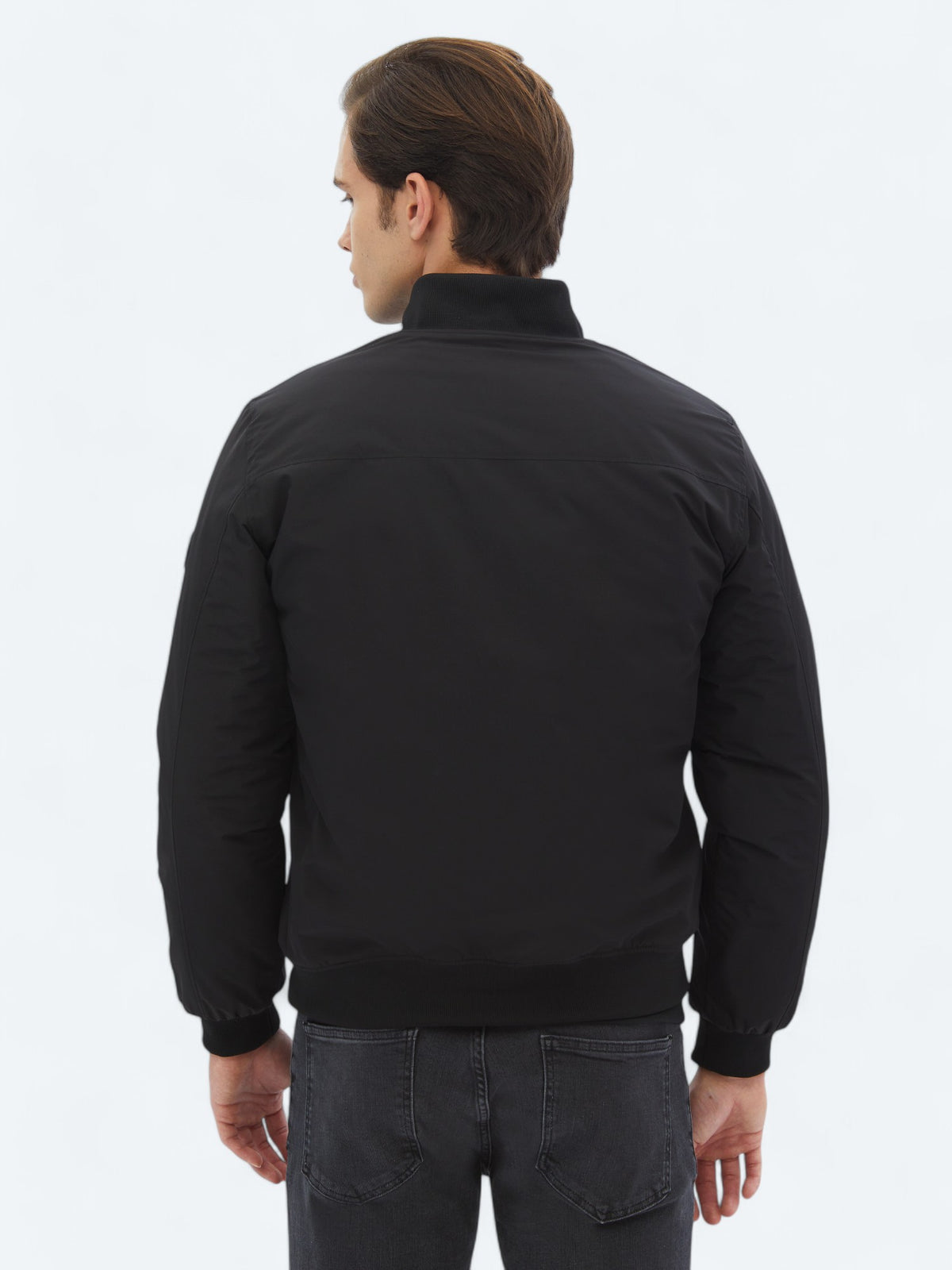 Antrasit Regular Fit Dik Yaka Casual Dokuma Mont