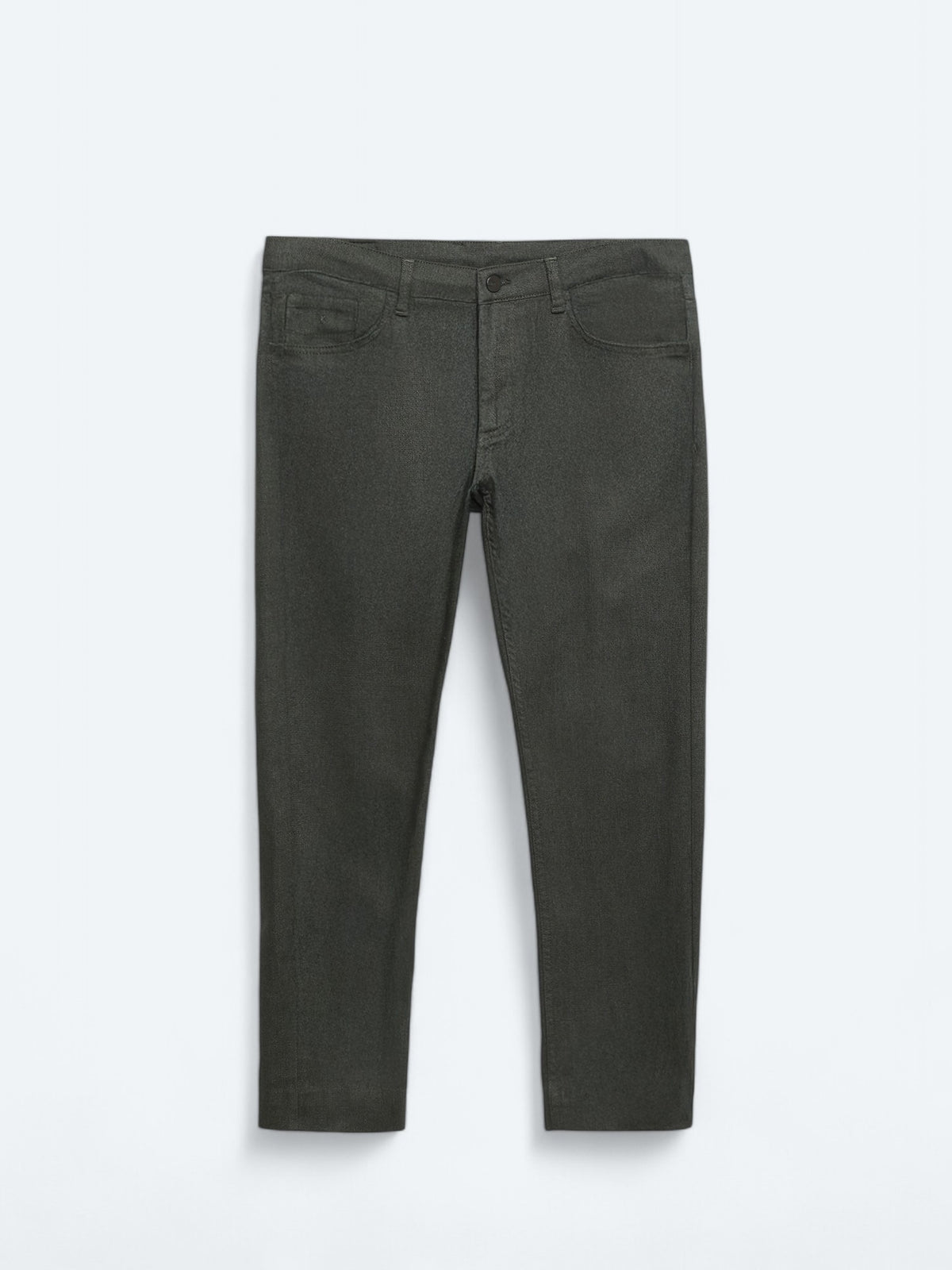 Haki Dokuma Slim Fit Casual Pamuk Karışımlı Pantolon