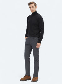Antrasit Dokuma Slim Fit Casual Pamuk Karışımlı Pantolon